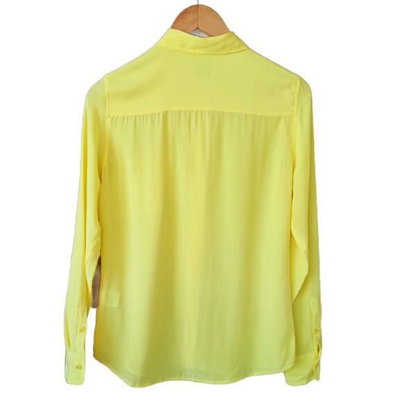 EQUIPMENT Brett Silk Button-Front Shirt Size Small Lemon Yellow Long Sleeve - Picture 8 of 10